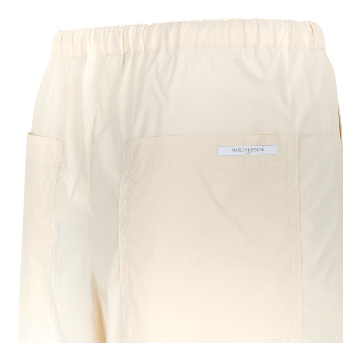 Maison Kitsun Cream Drawstring Wide-Leg Trousers.