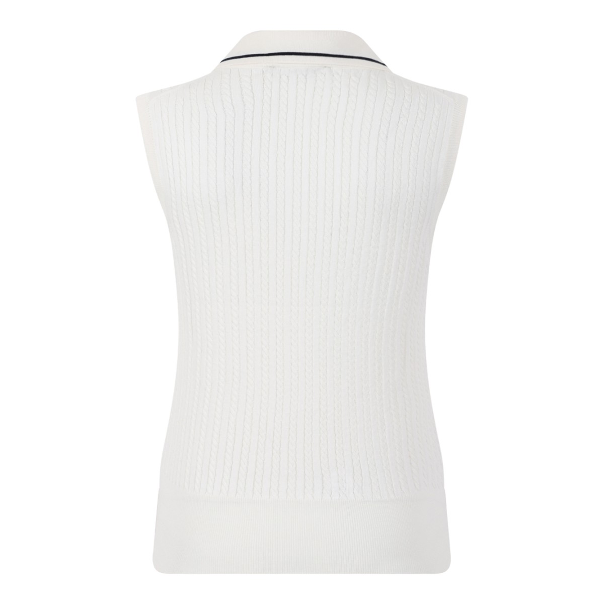 Gran Sasso Cream Sleeveless Ribbed Knit Pullover.