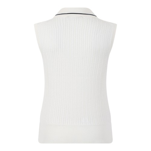 Gran Sasso Cream Sleeveless Ribbed Knit Pullover.