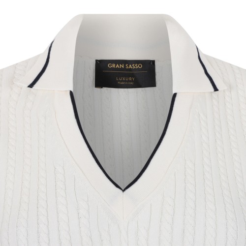 Gran Sasso Cream Sleeveless Ribbed Knit Pullover.