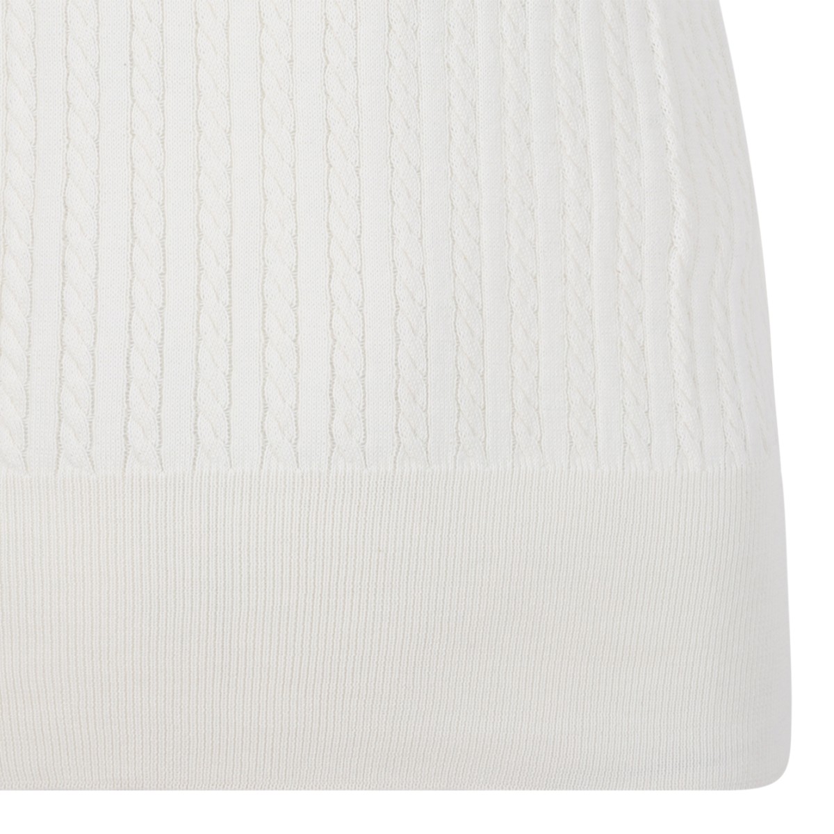 Gran Sasso Cream Sleeveless Ribbed Knit Pullover.