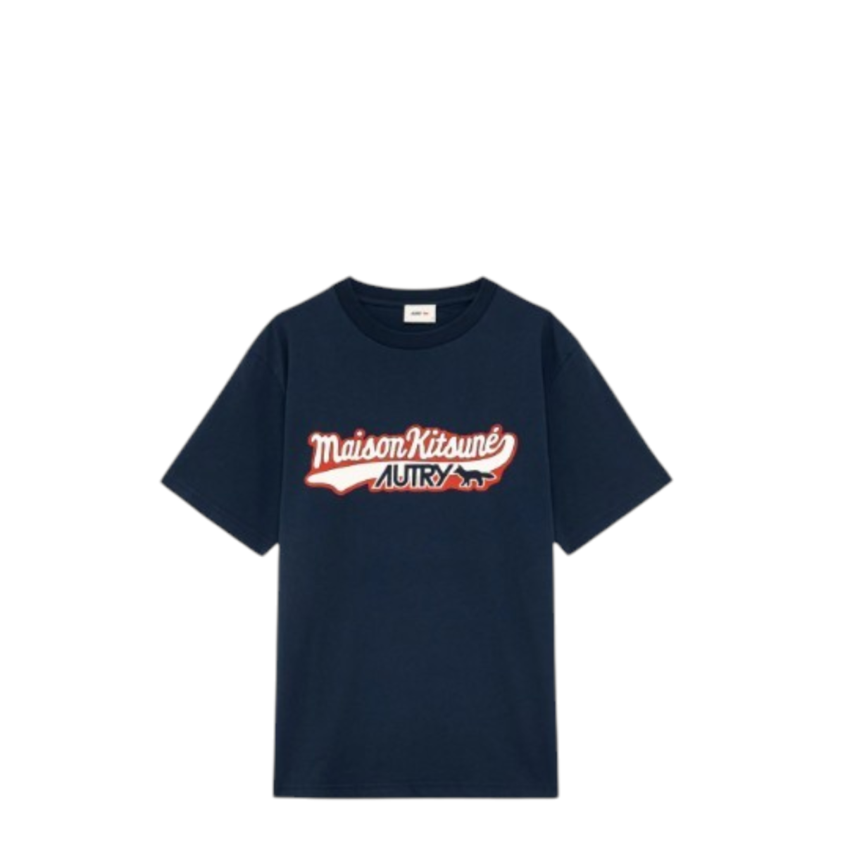 Autry Navy Cotton T-Shirt with Vintage Logo Print. 