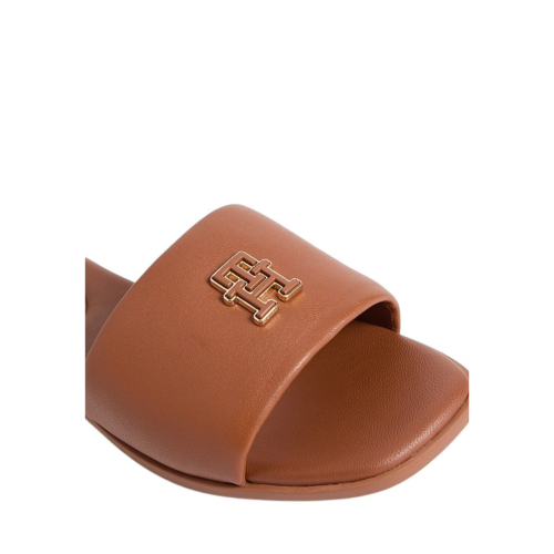 Tommy Hilfiger Tan Leather Slide Sandals.