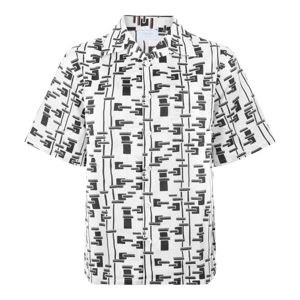 Prada White Printed Short-Sleeve Shirt.