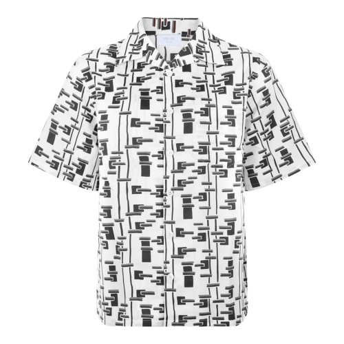 Prada White Printed Short-Sleeve Shirt.