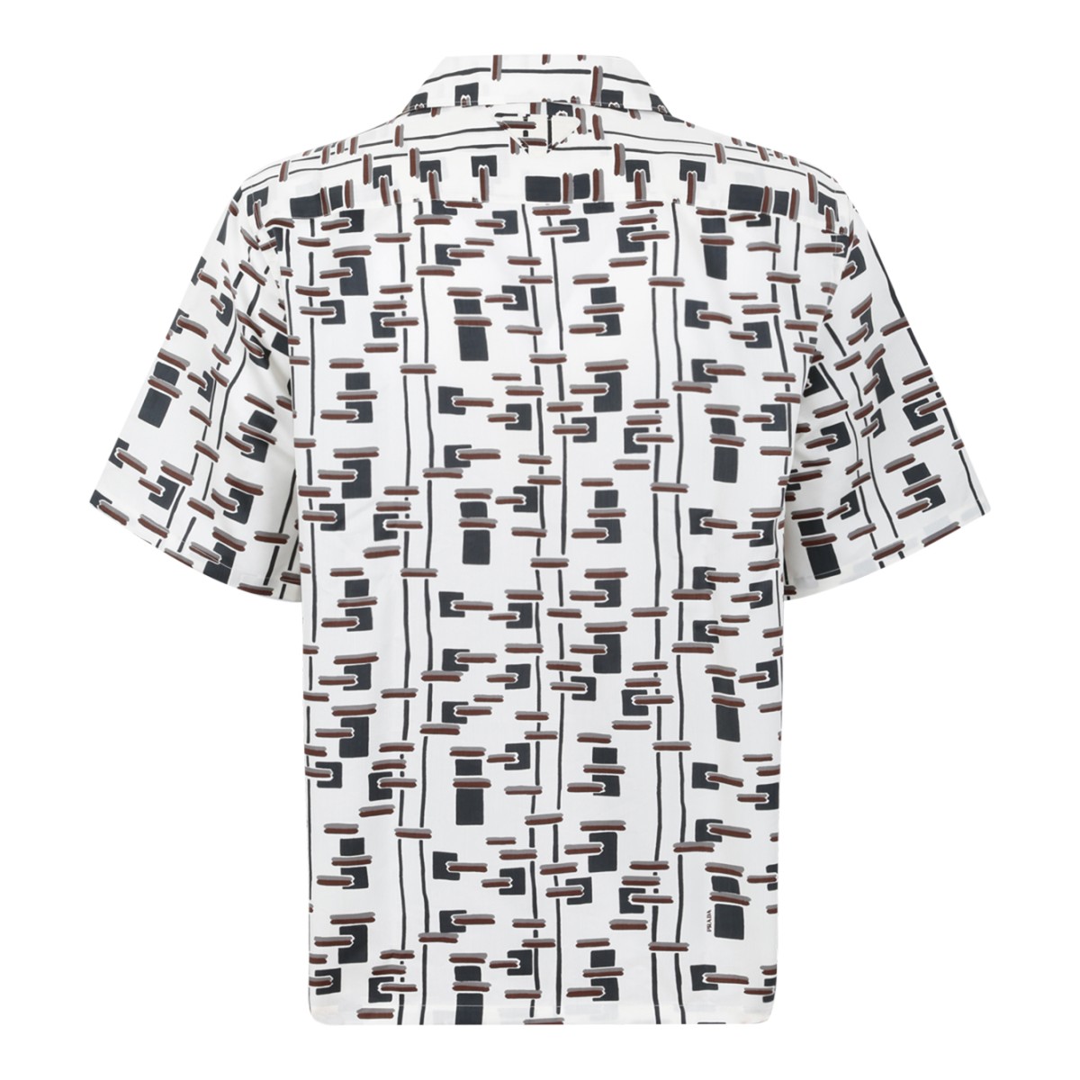 Prada White Printed Short-Sleeve Shirt.
