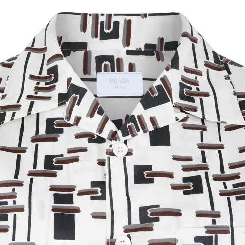 Prada White Printed Short-Sleeve Shirt.