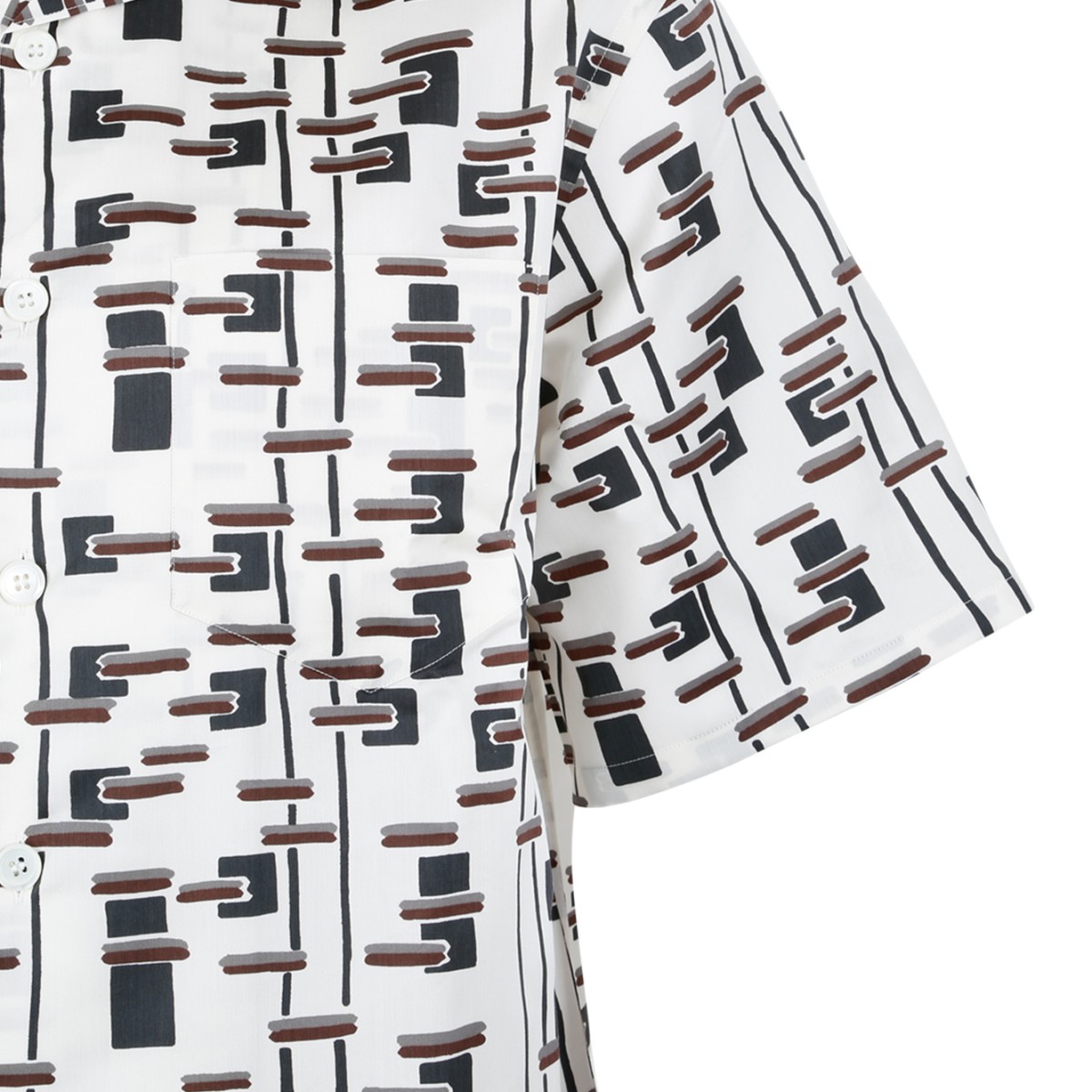 Prada White Printed Short-Sleeve Shirt.
