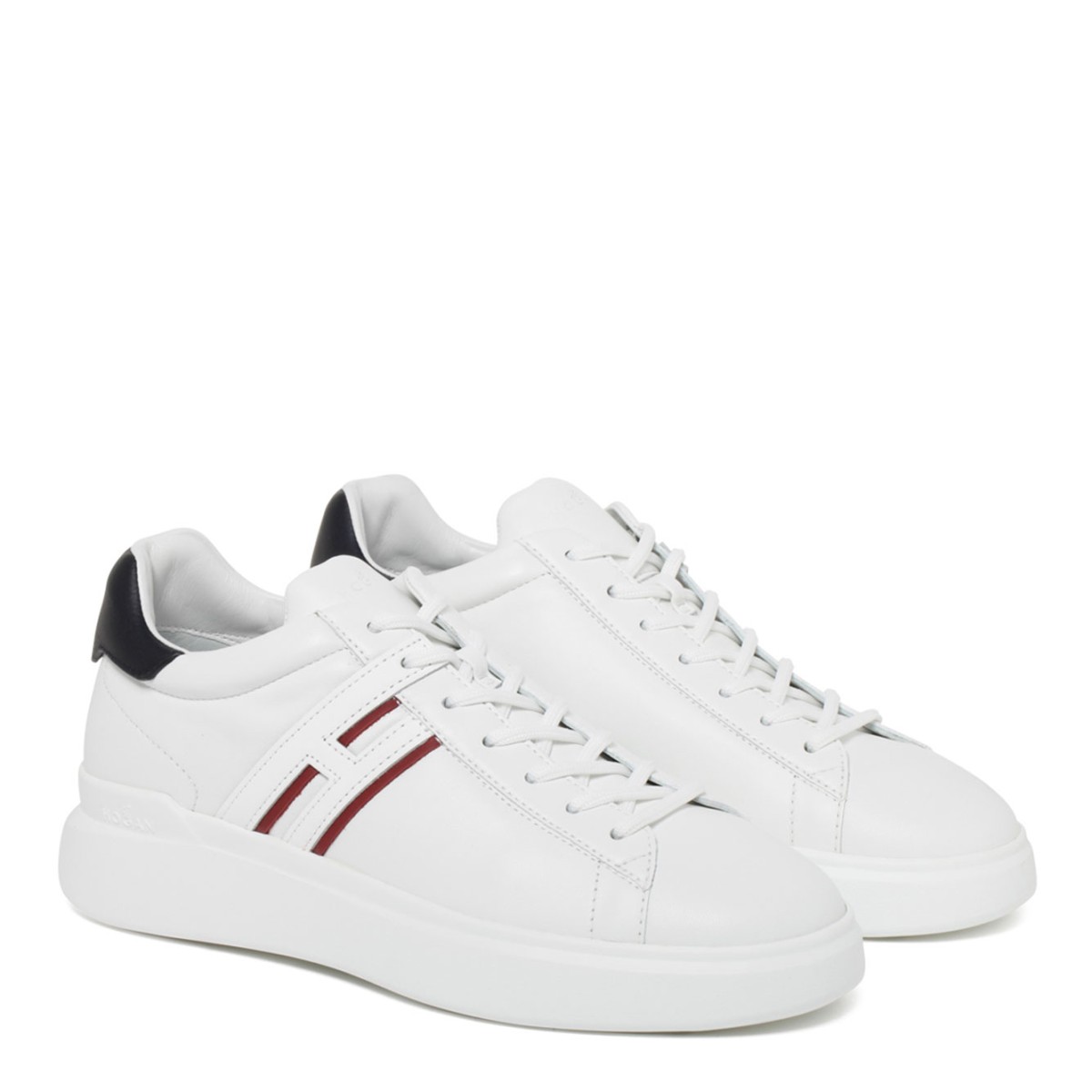 Hogan White Calf Leather H580 Low Top Sneakers.