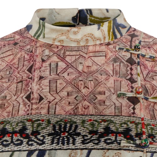 Hui Milano Multicolor Embroidered Sheer Midi Dress.