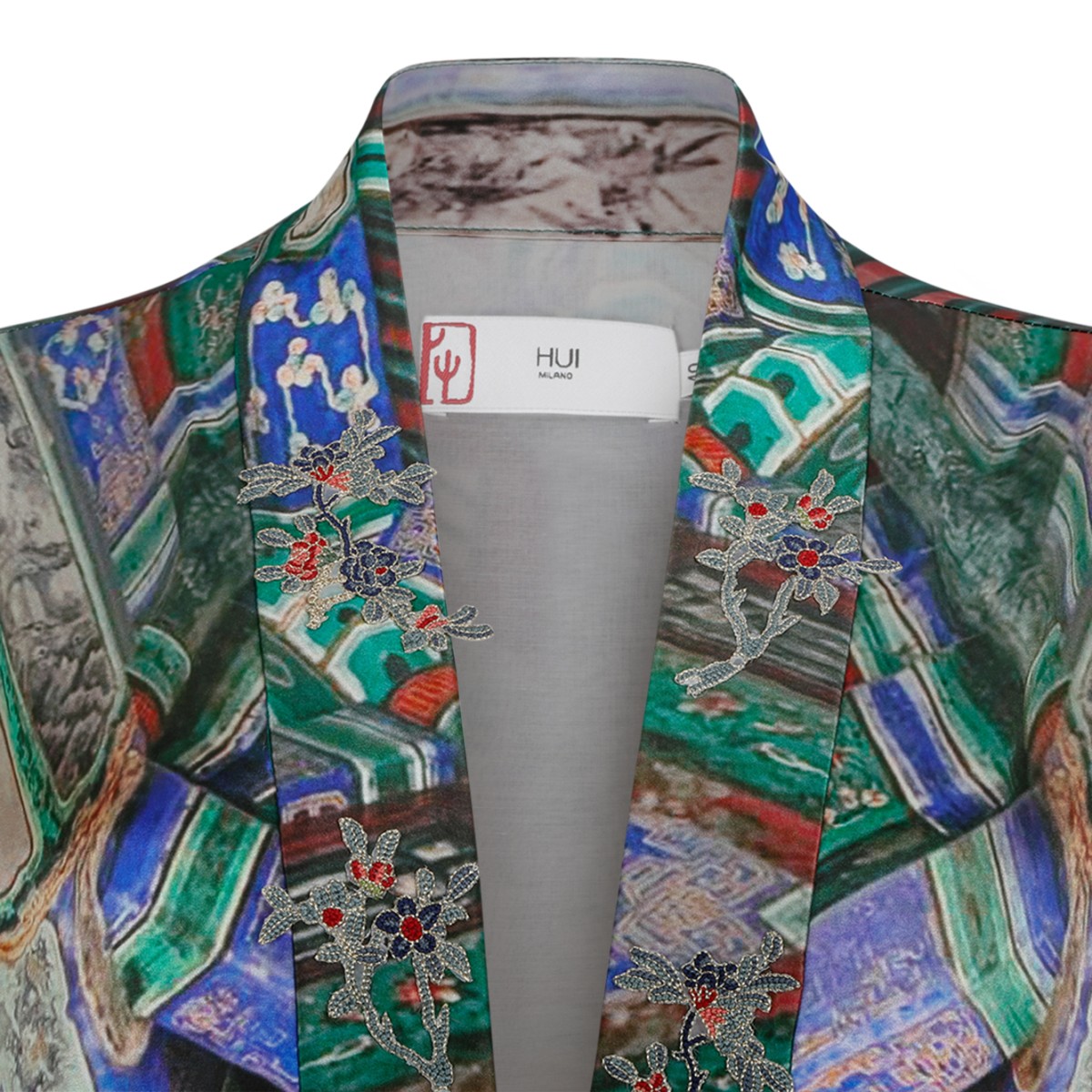 Hui Milano Multicolor Printed Belted Midi Dress.