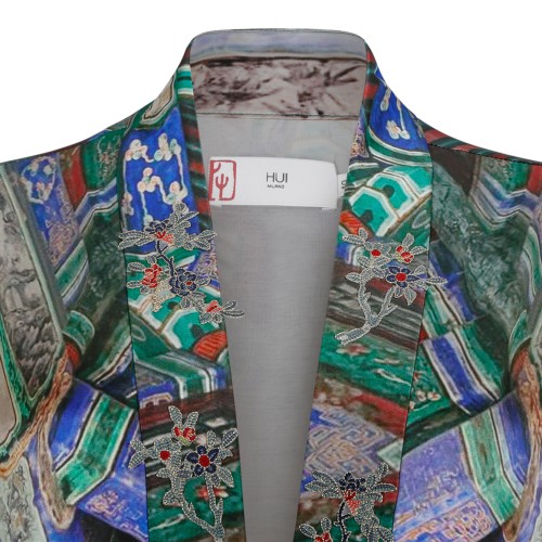 Hui Milano Multicolor Printed Belted Midi Dress.