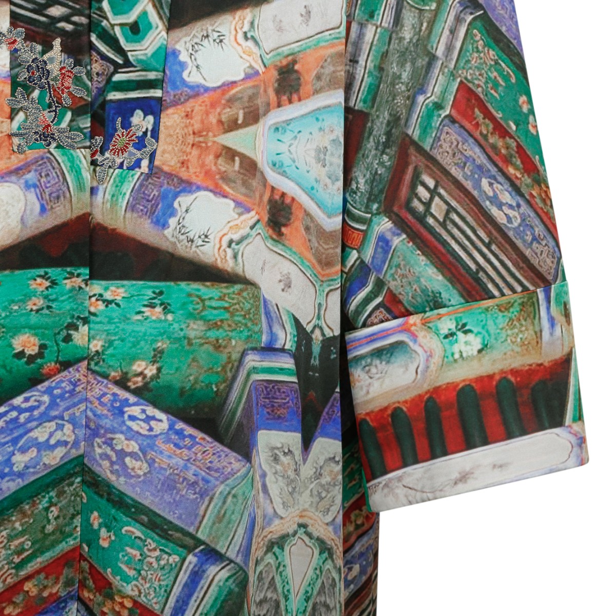 Hui Milano Multicolor Printed Belted Midi Dress.