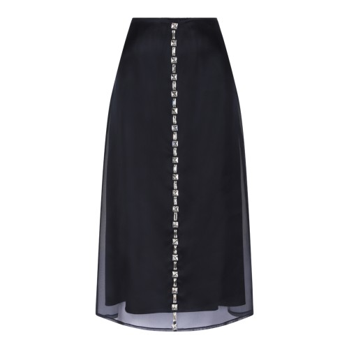 Fabiana Filippi Navy Sheer Midi Skirt with Embellished Detail. 