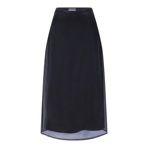 Fabiana Filippi Navy Sheer Midi Skirt with Embellished Detail.  2