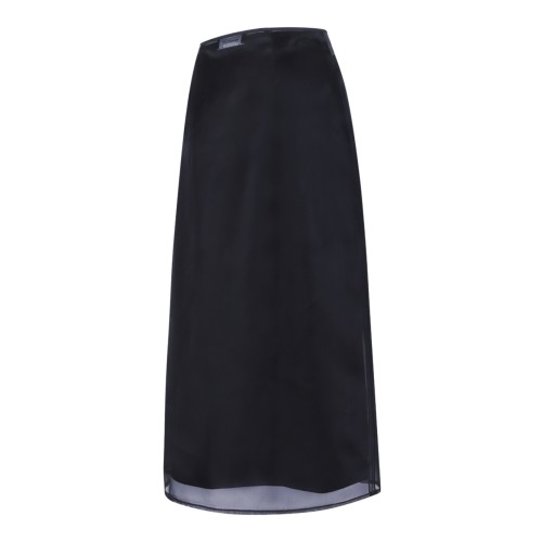 Fabiana Filippi Navy Sheer Midi Skirt with Embellished Detail. 