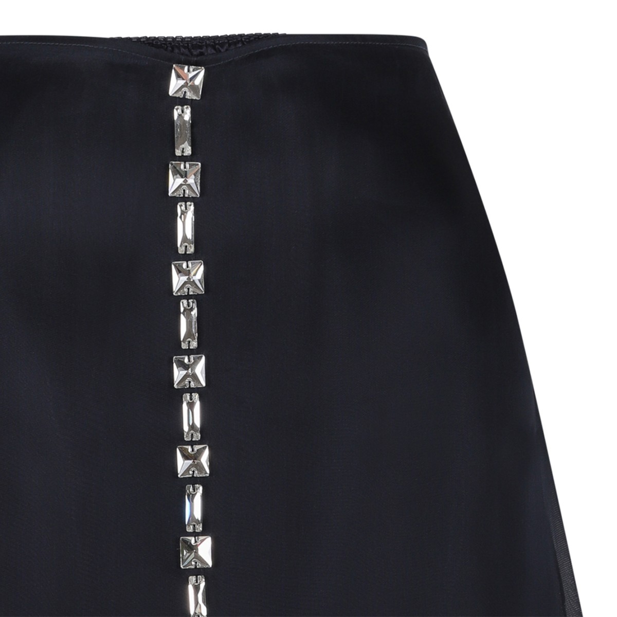 Fabiana Filippi Navy Sheer Midi Skirt with Embellished Detail. 