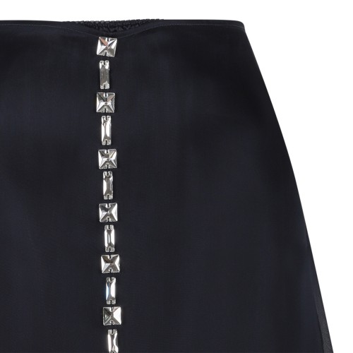 Fabiana Filippi Navy Sheer Midi Skirt with Embellished Detail. 