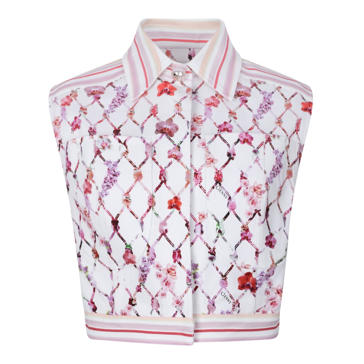 Genny White Printed Sleeveless Knit Top.