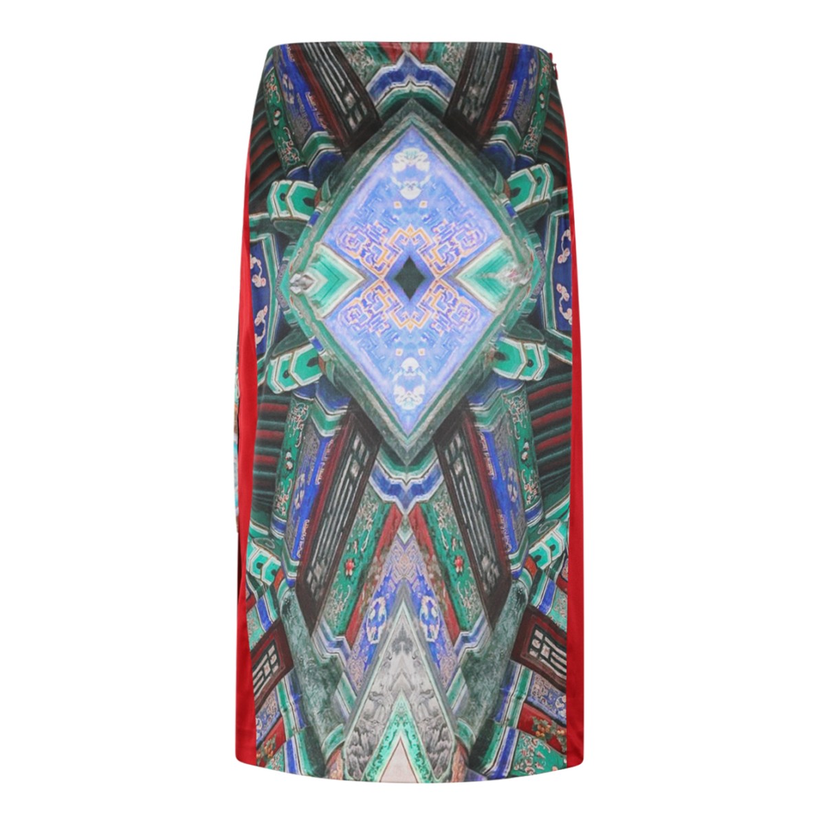 Hui Milano Multicolor Printed Midi Skirt with Contrast Side Panels.
