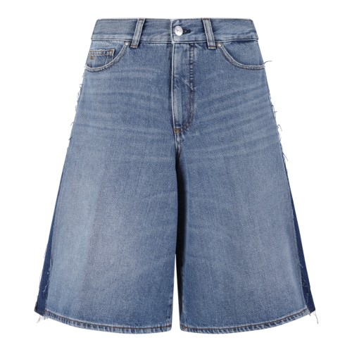 Nine In The Morning Blue Denim Wide-Leg Bermuda Shorts.