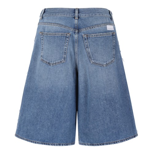 Nine In The Morning Blue Denim Wide-Leg Bermuda Shorts. 2