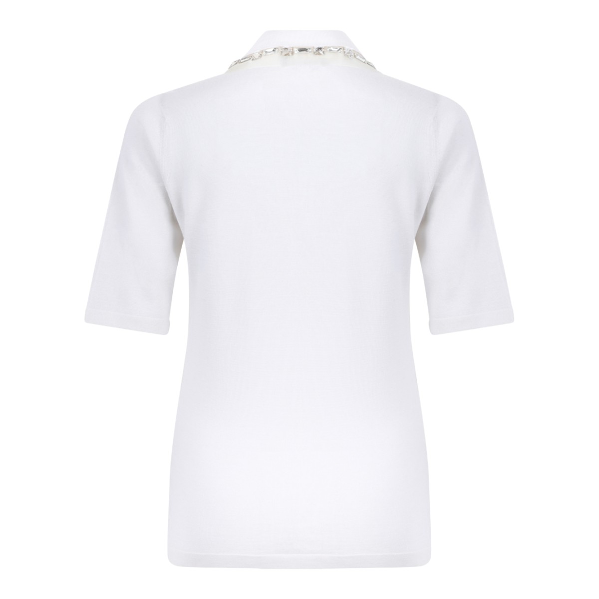 Fabiana Filippi White Polo Shirt with Embellished Collar.