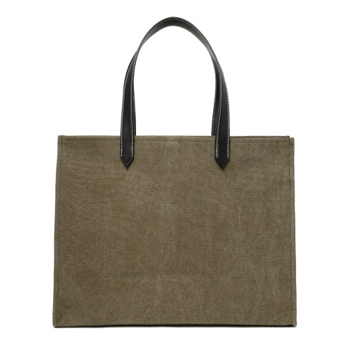 Balmain Khaki Canvas Logo Tote Bag.   2