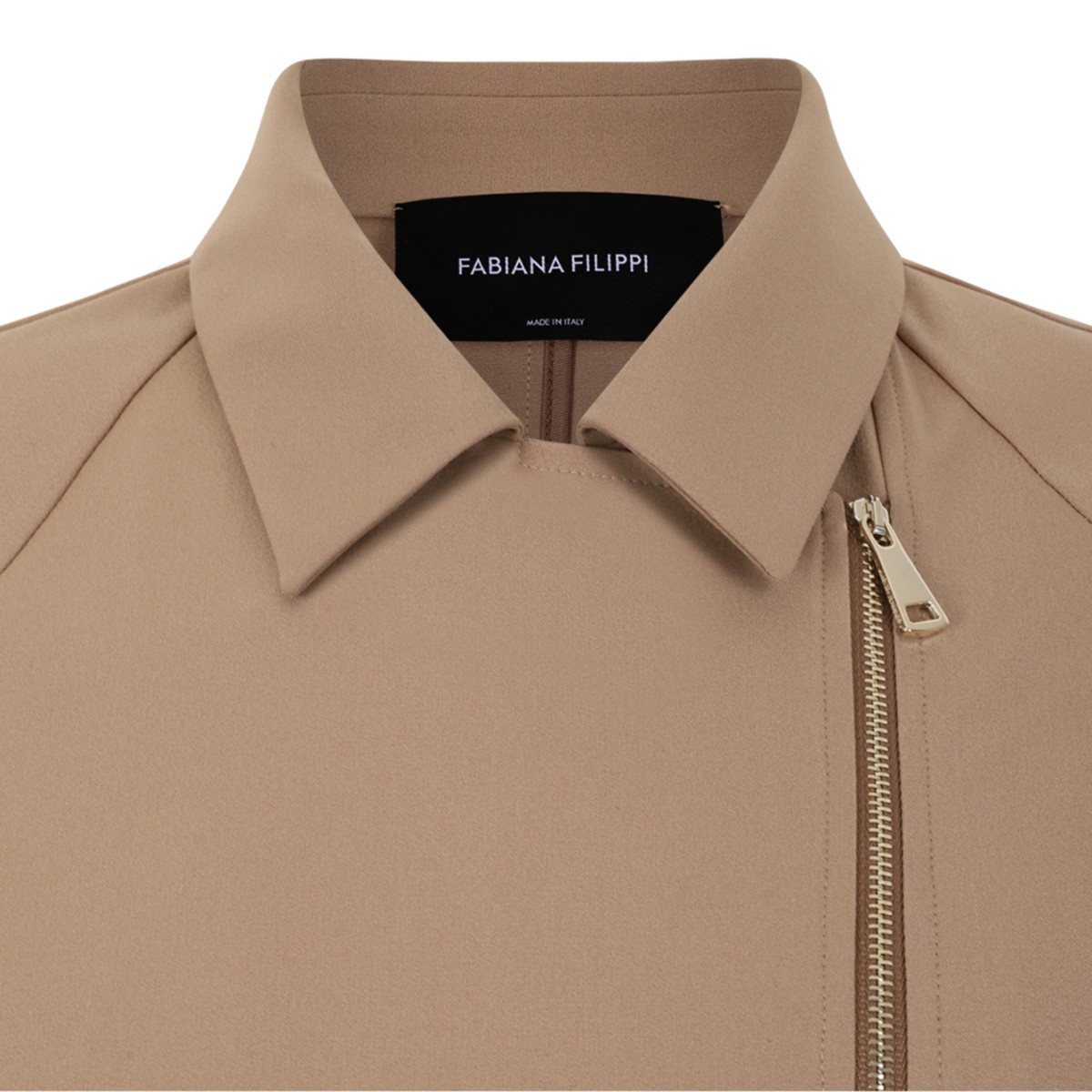 Fabiana Filippi Beige Cropped Zip-Up Jacket.  