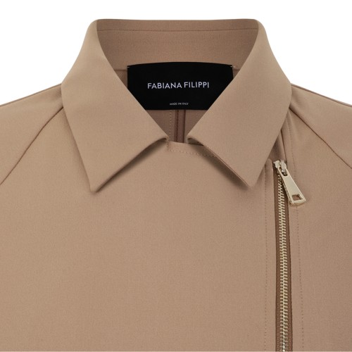 Fabiana Filippi Beige Cropped Zip-Up Jacket.  