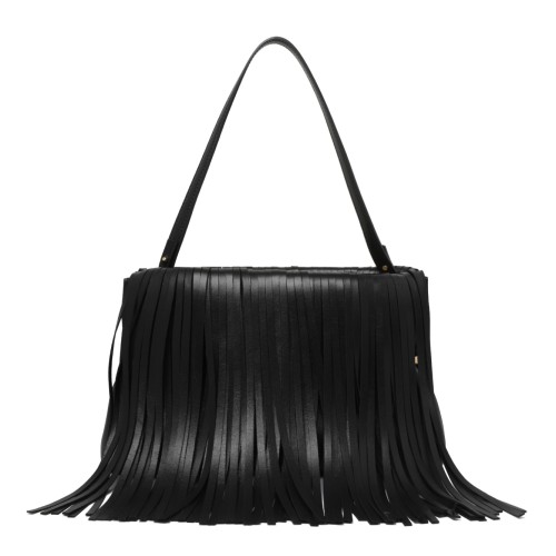 Givenchy Black Leather Fringe Clutch Bag.