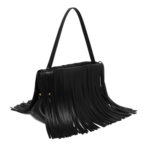 Givenchy Black Leather Fringe Clutch Bag.