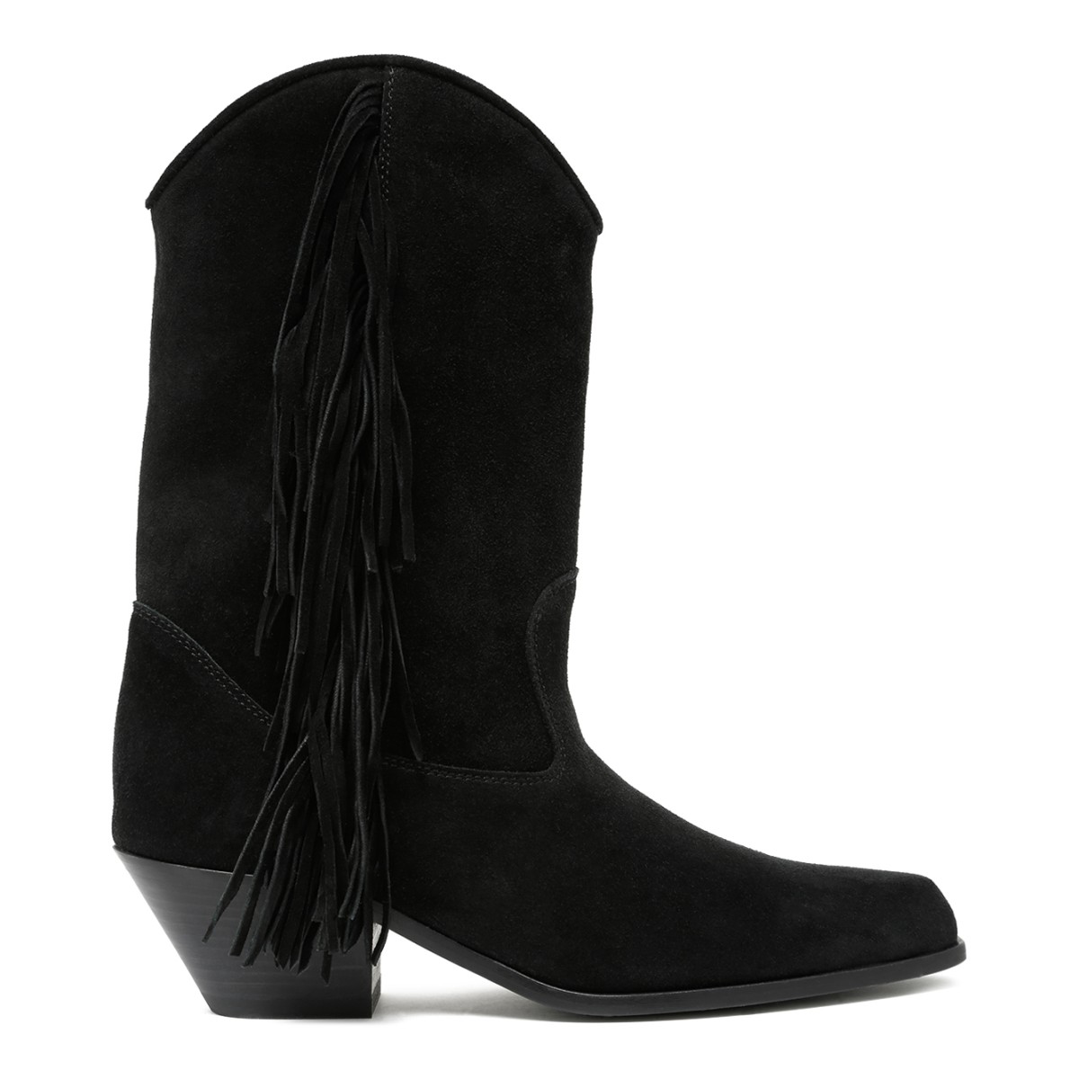 Vic Mati Black Suede Fringe Ankle Boots.