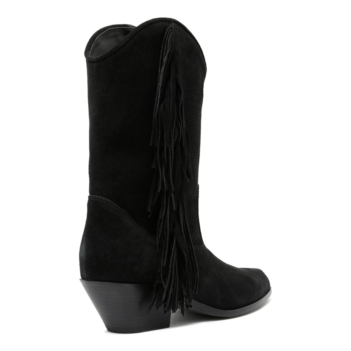 Vic Mati Black Suede Fringe Ankle Boots.