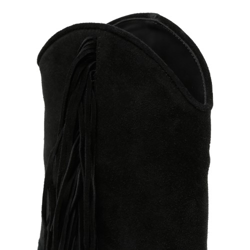 Vic Mati Black Suede Fringe Ankle Boots.