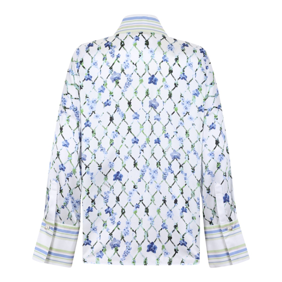 Genny White Floral Printed Silk Shirt.