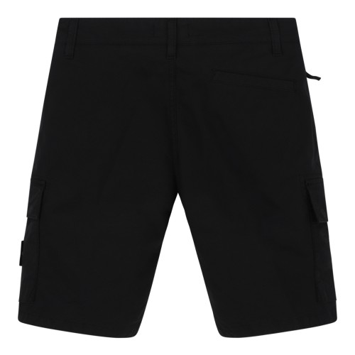 Stone Island Black Cotton Cargo Bermuda Shorts. 2