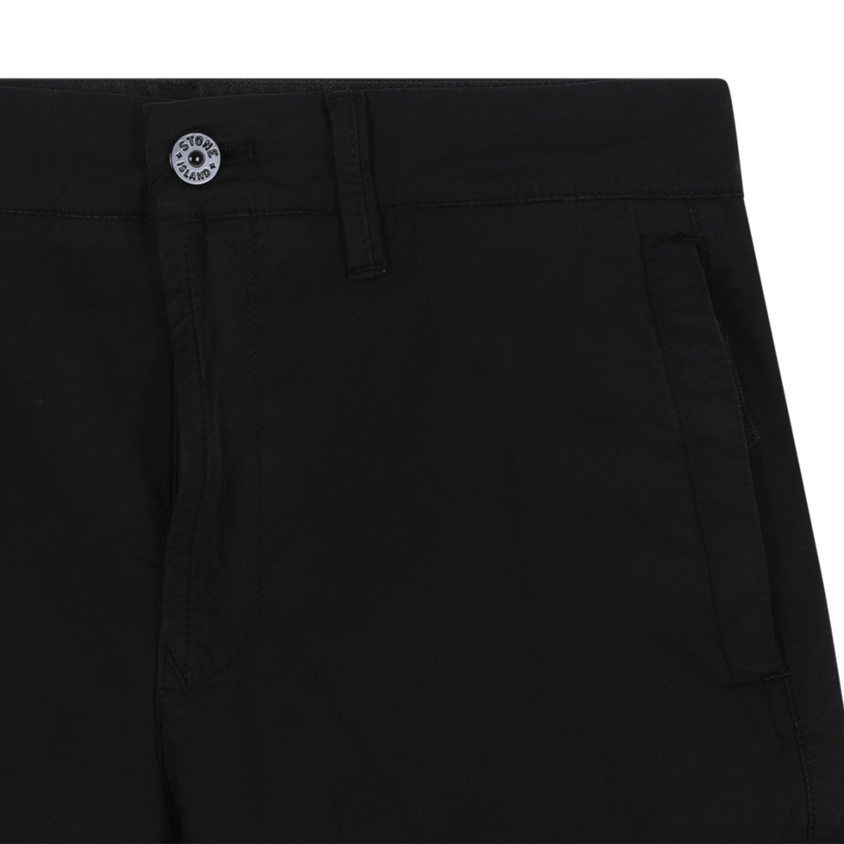 Stone Island Black Cotton Cargo Bermuda Shorts.
