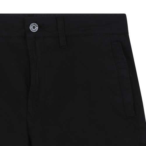 Stone Island Black Cotton Cargo Bermuda Shorts.