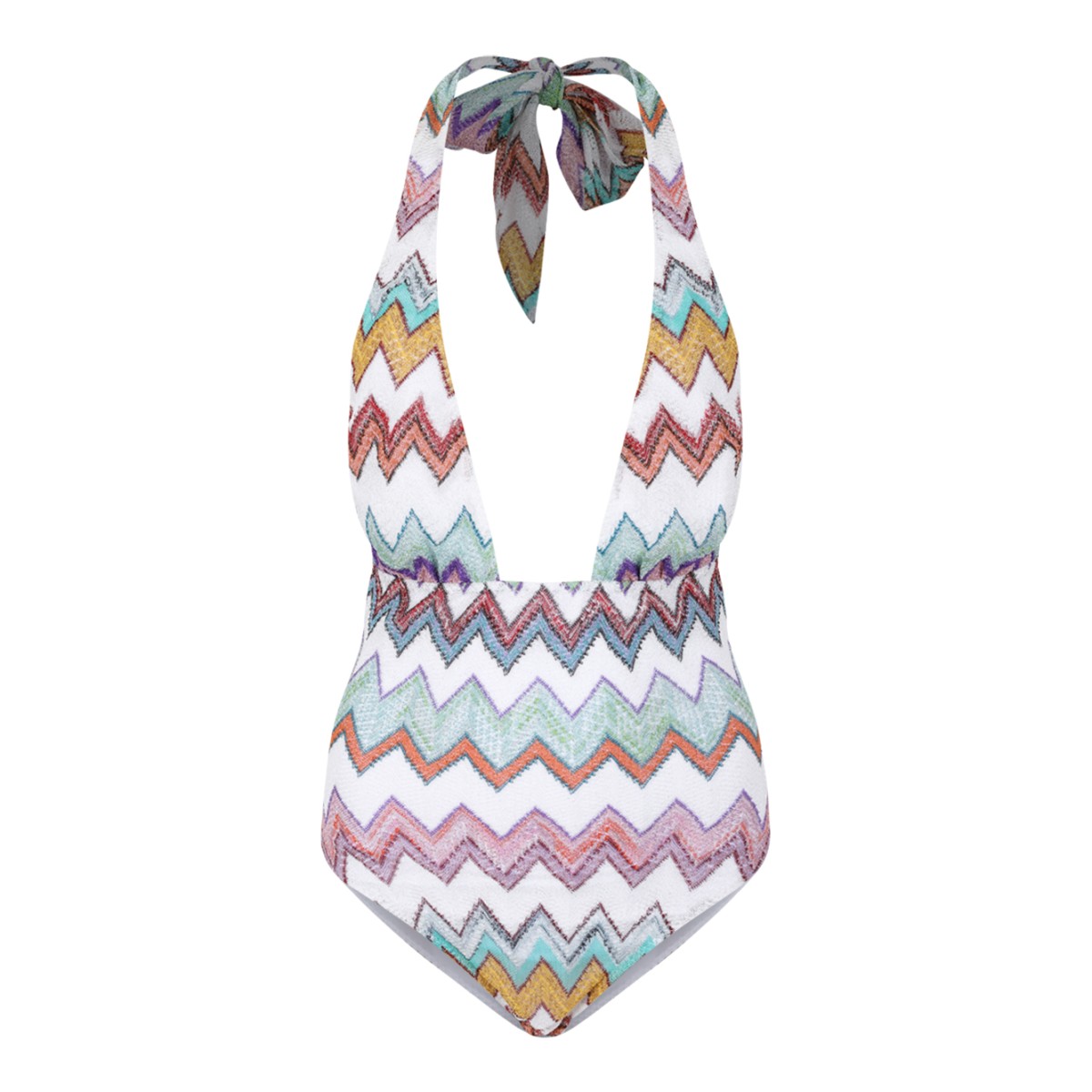 Merci Multicolor Zigzag Halterneck Swimsuit.