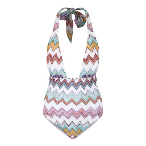 Merci Multicolor Zigzag Halterneck Swimsuit.