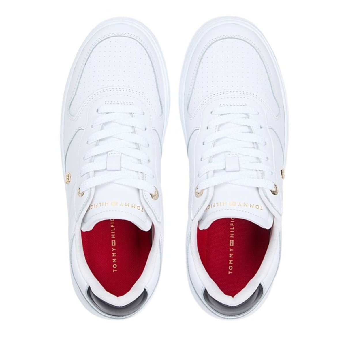 Tommy Hilfiger White Leather Platform Sneakers. 