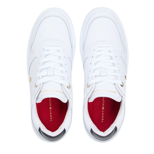 Tommy Hilfiger White Leather Platform Sneakers. 