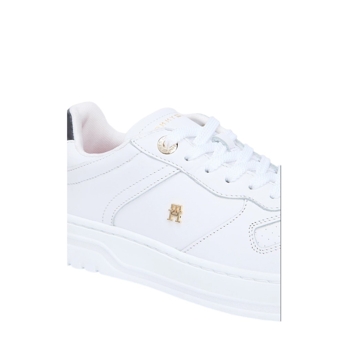 Tommy Hilfiger White Leather Platform Sneakers. 