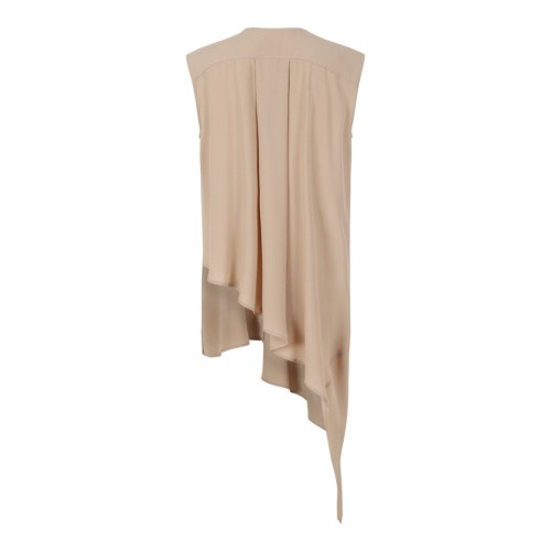 Fabiana Filippi Beige Asymmetric Sleeveless Top. 