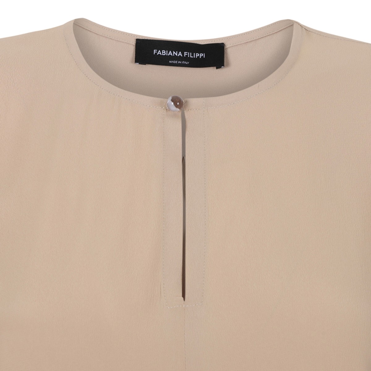 Fabiana Filippi Beige Asymmetric Sleeveless Top. 