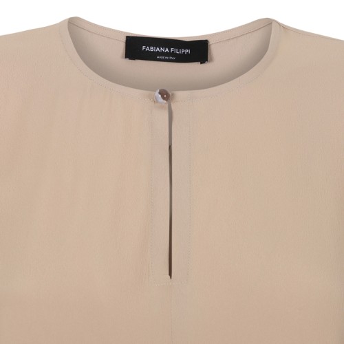 Fabiana Filippi Beige Asymmetric Sleeveless Top. 