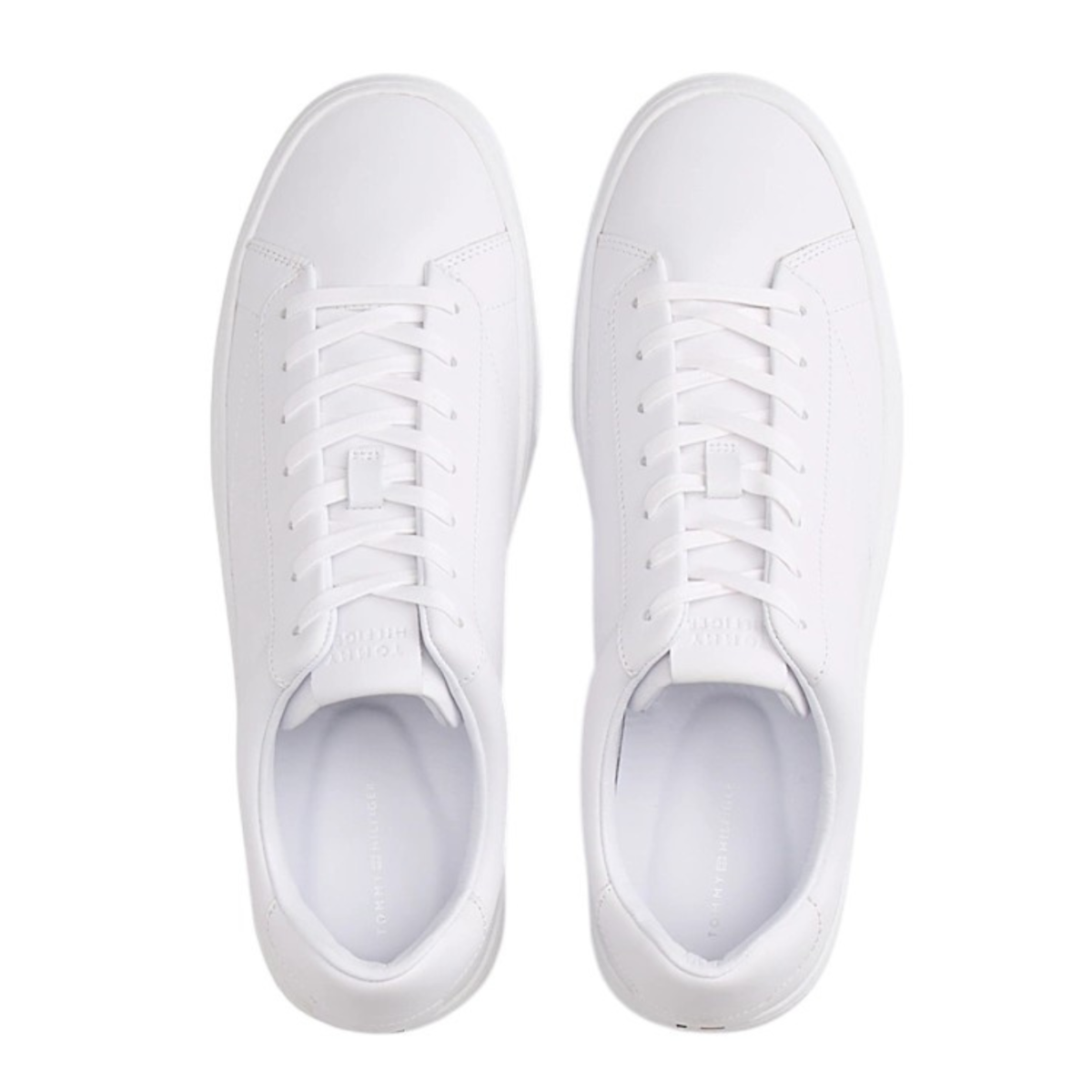 Tommy Hilfiger White Minimal Leather Sneakers.