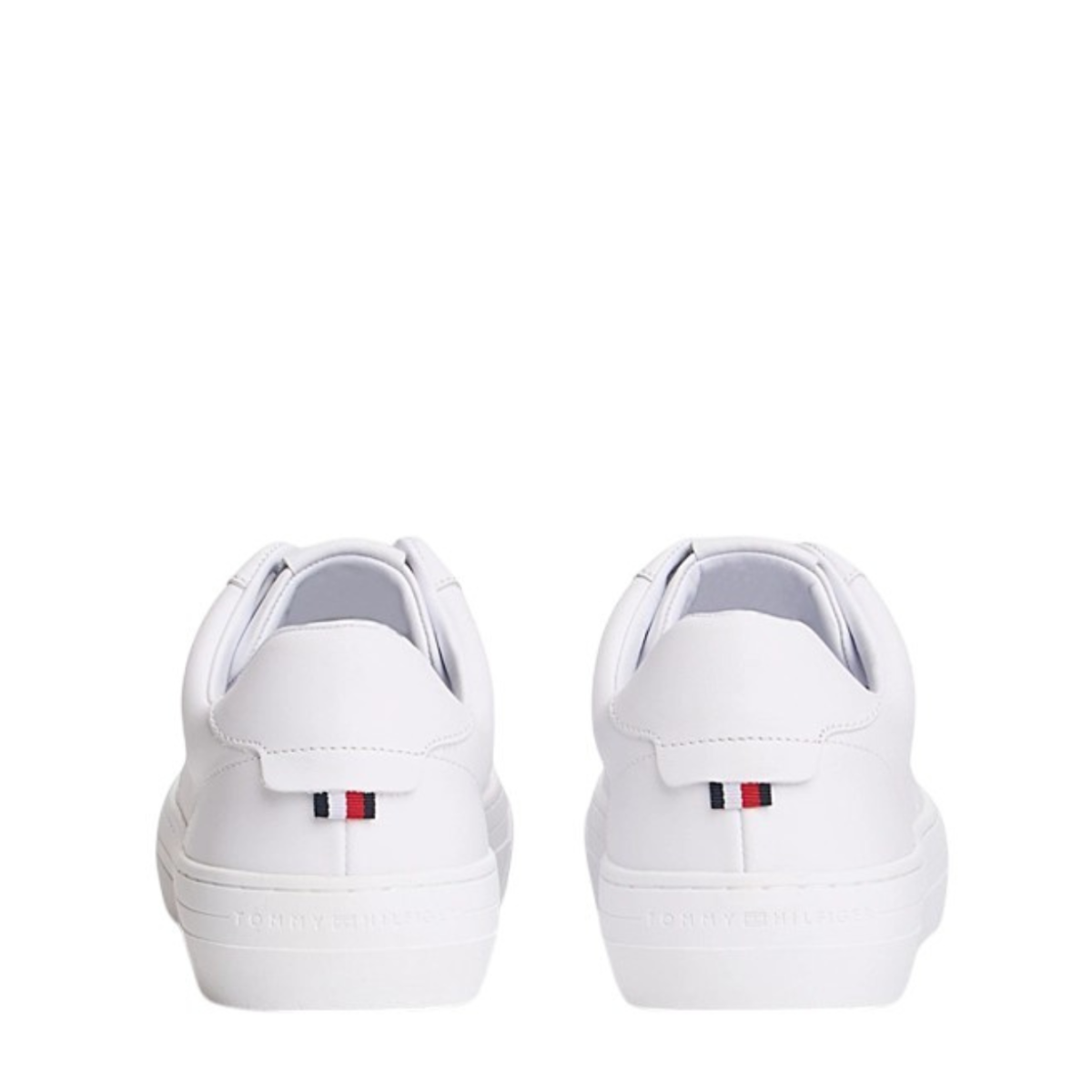 Tommy Hilfiger White Minimal Leather Sneakers.