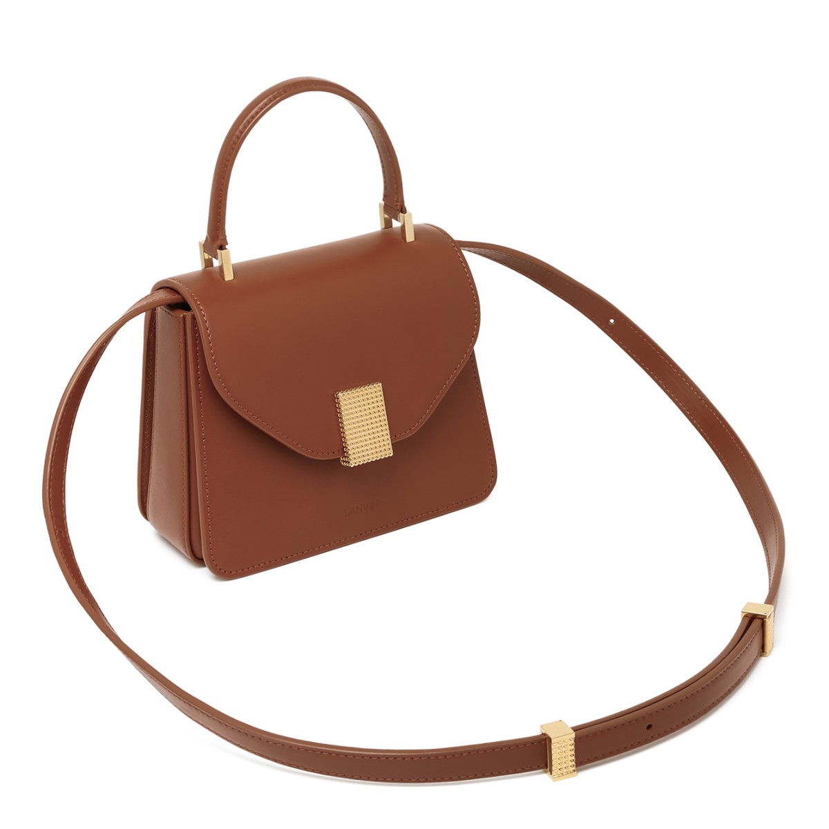Lanvin Brown Leather Top-Handle Bag.  